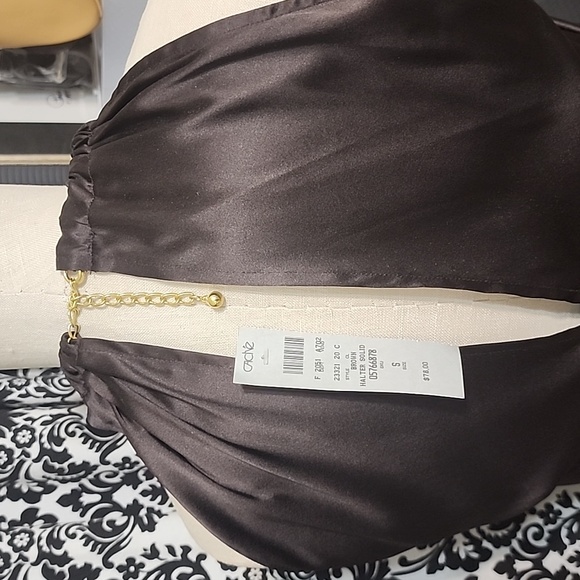 Cache Brown Silk halter solid top - Picture 5 of 7